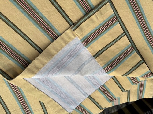 Pair Country Curtains Rod Pocket Panels 100% Cotton, Yellow Aqua Striped 49"x80" - Picture 4 of 5