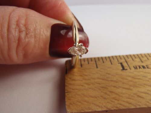 Solid 14K Yellow Gold .34 CT. Marquise Diamond Solitaire Engagement Ring 5 3/4 - Picture 20 of 24