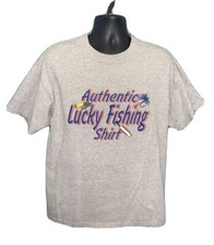 Authentic Lucky Fishing Shirt Large Funny Fisherman Angler Graphic Canada A29