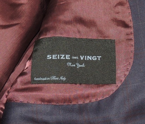Bespoke Seize Sur Vingt Men's Blue Windowpane/Plaid Jacket Coat Size 36 - Picture 8 of 12