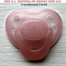 NEW Honeybug MAGNETIC PACIFIER Reborn Art Doll Newborn Handle Translucent Coral