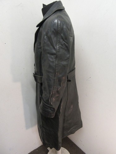 VINTAGE WW2 GERMAN LEATHER OFFICERS HEAVY TRENCH COAT JACKET SIZE M - Picture 6 of 20