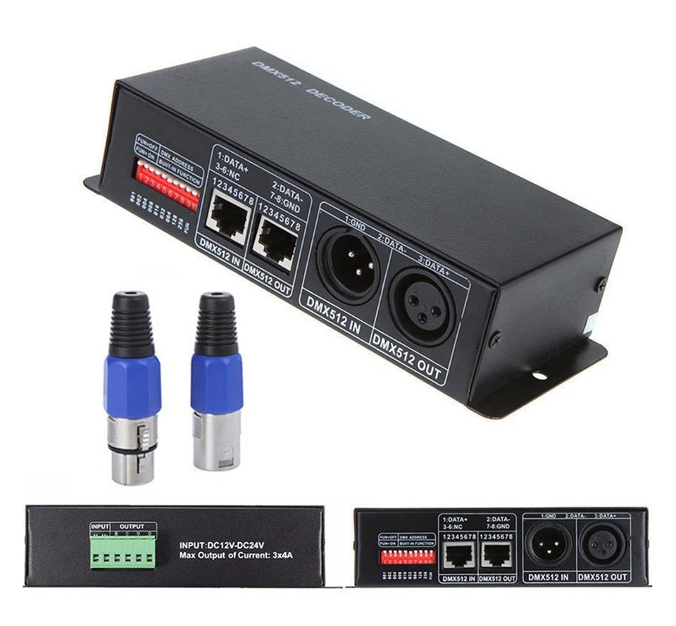 RGB DMX512 Decoder With Digital Display LED Controller 8A x 3Channel DC12-24V - Image 2 of 4