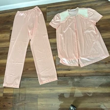 Vintage Vanity Fair Peach Pajama Set  - Size Small - Made in USA