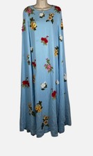 Oscar de la Renta Women's Blue Cape-Effect Sequinned Rose Gown Dress Size M