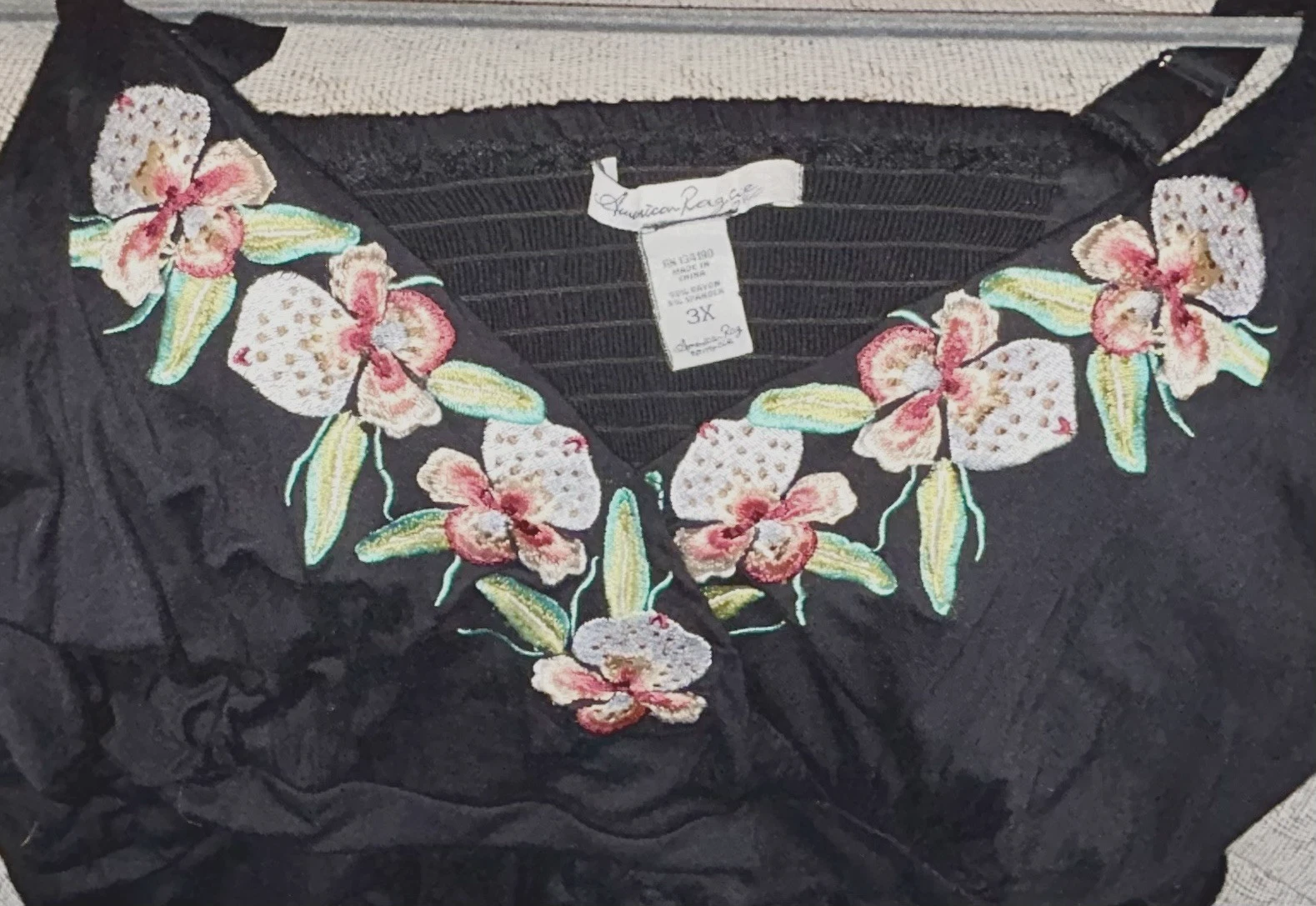 VETEMENTS American rag Cil 3X womens black maxi dress embroidered floral enhancement bust