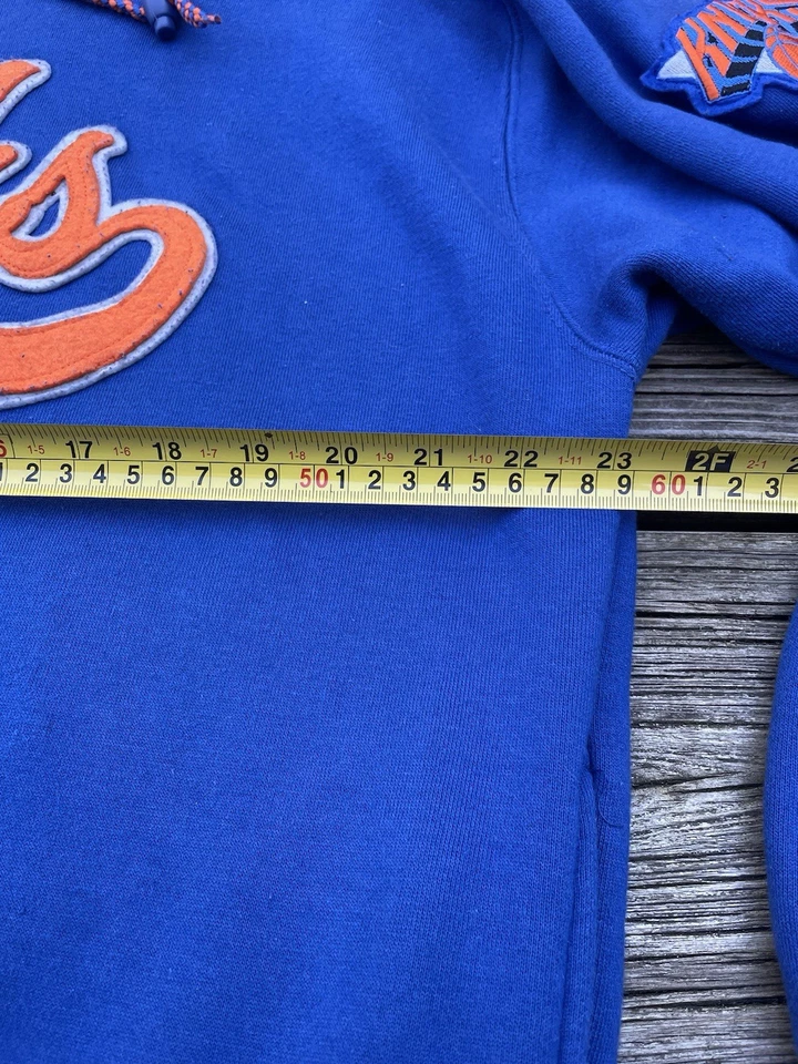 RARO DE COLECCIÓN AÑOS 90 NBA NEW YORK KNICKS STARTER SUDADERA CON CAPUCHA LOGOTIPO DE ESCRITURA TALLA L Foto 3 de 4