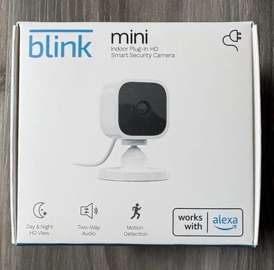BLINK Mini Indoor Plug-In HD 1080p Wireless Security Camera, WHITE, Amazon Alexa