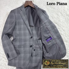 Loro Piana Setup Suit Check Pattern Gray Y4 Slim Good Condition
