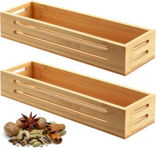 2 Pcs Wooden Spice Rack Wall Mounted Spice Racks for Kitchen Countertop Cupboard