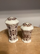 Mason Ironstone Bow Bells Brown Pattern Salt & Pepper Discontinued