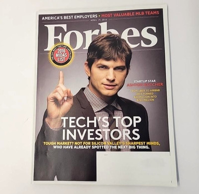 Forbes Magazine April 19 2016 Tech Top Investors Ashton Kutcher Tech's Issue