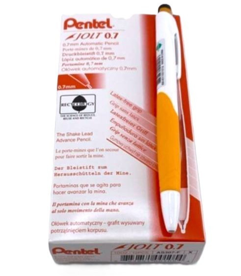 NEW Pentel 12-Pack Jolt 0.7mm Automatic Mechanical Pencils ORANGE Grip AS307-FX