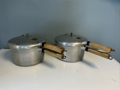#ad National Presto 4 Quart Pressure Cooker with Wood Handles Vintage $30.00