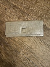 Silver Crocodile Embossed Evening Clutch Purse