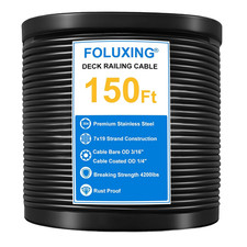 150Ft 1/4" Wire Rope,7X19 Strand Vinyl Coated Aircraft Cable Wire,3/16" Thru 1/4