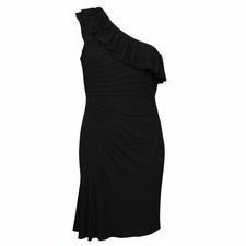 Vera Wang Women's Black One Shoulder Dress Size 16 David's Bridal Pleated New
