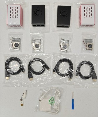 New Raspberry Pi 5 parts kit Pi5 cables cases set power adapter Fan Heatsink lot