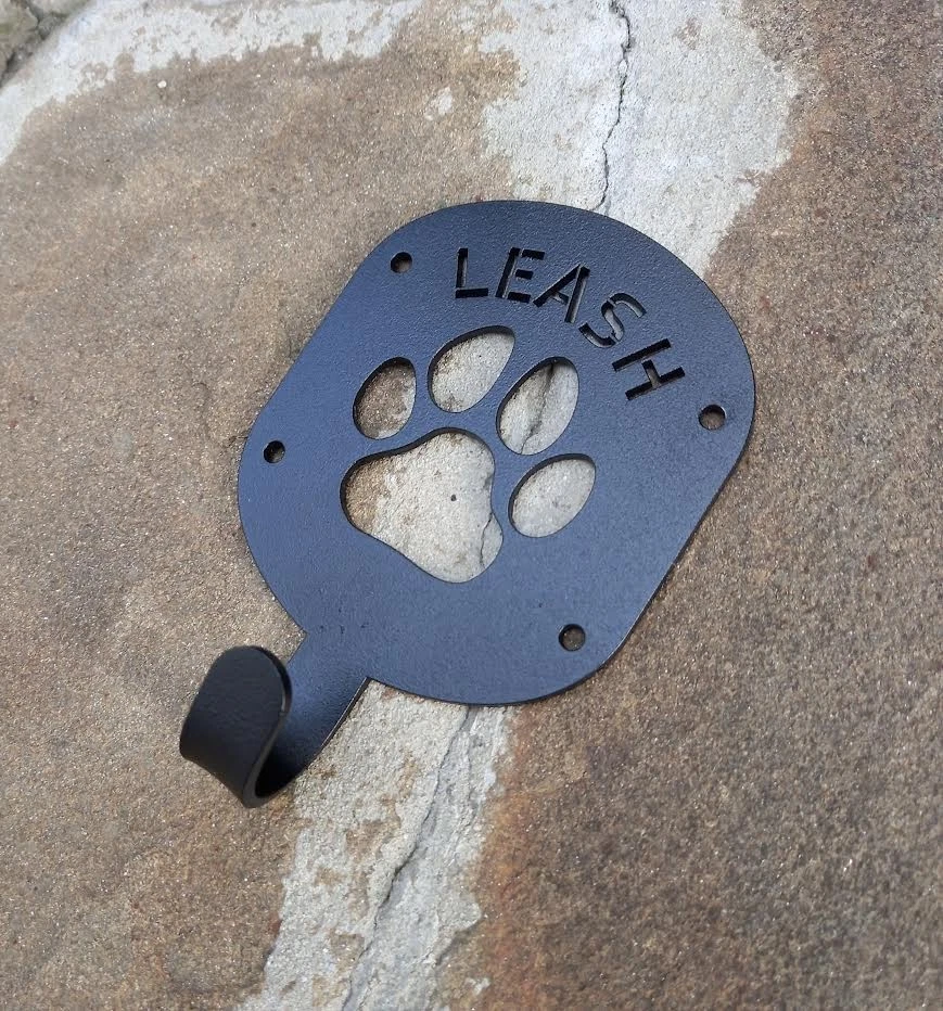 Gancho de parede, gancho de coleira feito à mão, gancho preto para cachorro. - Imagem 4 de 4