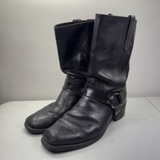 VTG Black Leather Harness Motorcycle Boots Mens Sz 11 11.5 D Cats Paw Vibram