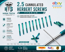 2.5mm HerB&egrave;rt Cannulat&egrave;d Screws Titanium 12-30mm Set of 32 Pcs + Driver & Bit