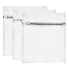 3Pcs 15.7"x19.7" Mesh Laundry Bags with Zipper Mesh Wash Bags Gray