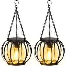 Best Solar Lanterns Outdoor Waterproof Upgraded Metal Hanging Lights Lanterns