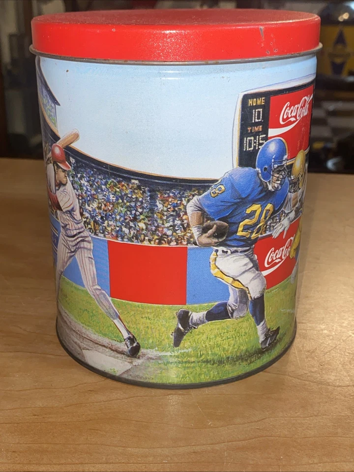 1993 Vintage Coca-Cola Sports Tin -Basketball ,Baseball , and Football graphics - Image 2 of 4