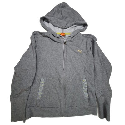 Puma Full Zip Sport Hoodie Jacke Men L Grau Taschen Verziert Kapuze