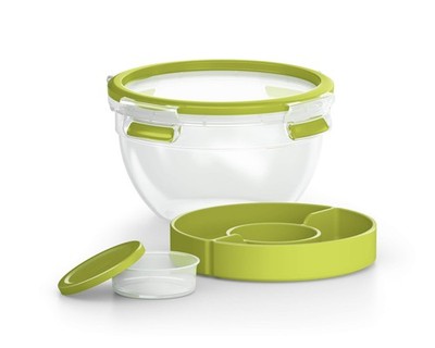 Salatbox 1L EMSA Clip & Go transparent, 100% dicht, Toppings/Dressing