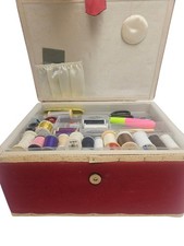 Sewing Box With Contents Bundle Cotton Pins Needles Job Lot Elastic Plus More