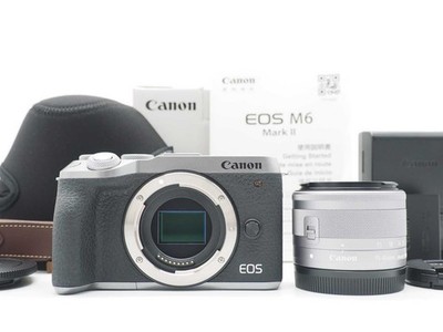 Canon EOS M6 Mark II 4K 15-45mm Objektiv Kamera Silber mit Box [Exc+++] #Z6048A