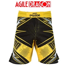 Agile Dragon MMA BJJ Yellow Fighter Shorts Training Compression Gym Fitness