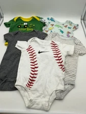 Lot of 5 Mixed Brands Boys Infant One Piece T Shirts Size 6-9 Months