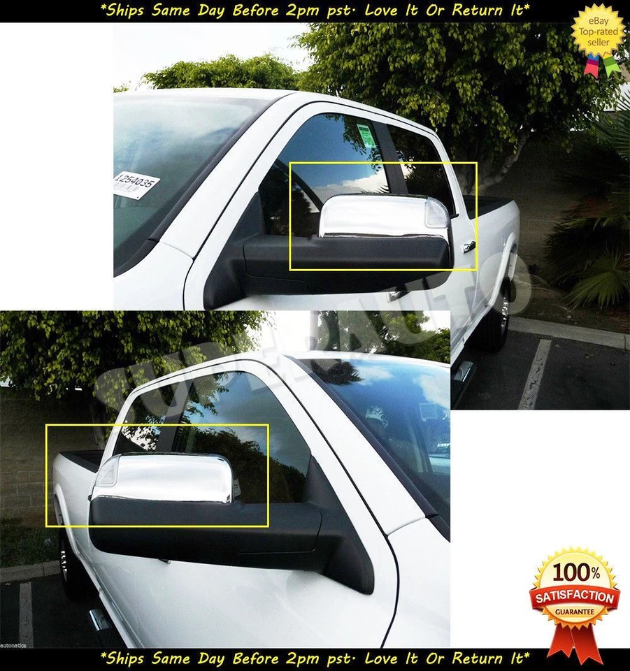 Cubierta de espejo lateral cromada para Dodge Ram 2500+3500 2010-2018 con remolque y señal Foto 2 de 4