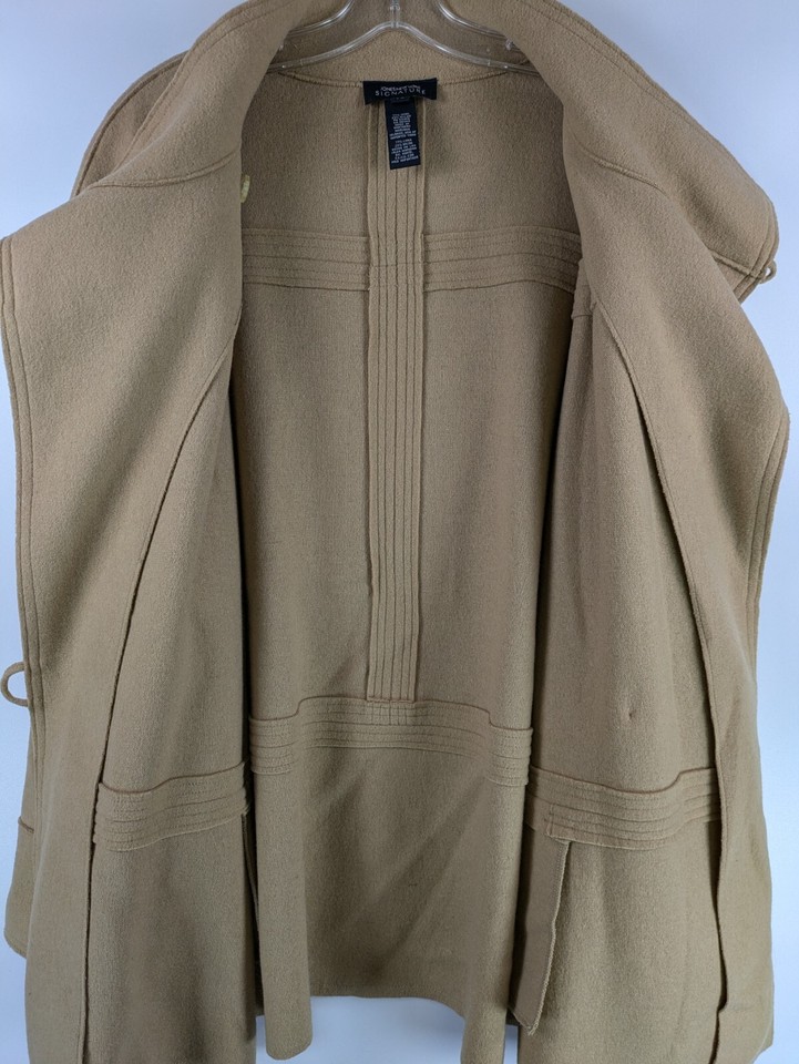 Jones New York Womens Jacket Brown Plus 1X Wool Blend Button Up Coat