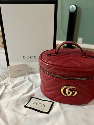 iGucci Red Leather Red leather GG Marmont Vanity Backpack | eBay display picture 3