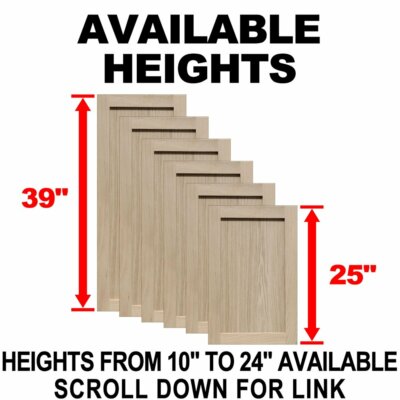 Unfinished Oak Shaker Cabinet Doors (25''H & Up)
