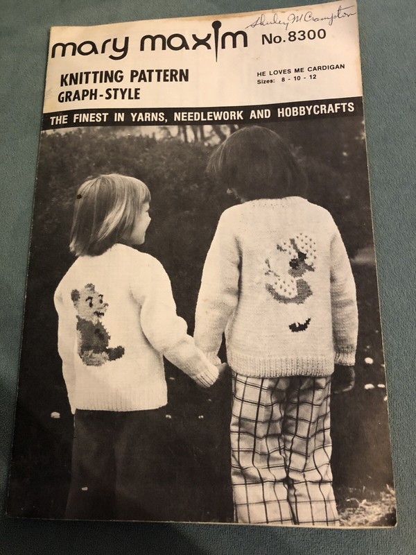 MARY MAXIM  knitting pattern 8000 girls cardigan SZ 8-10-12 'He Loves Me Not'