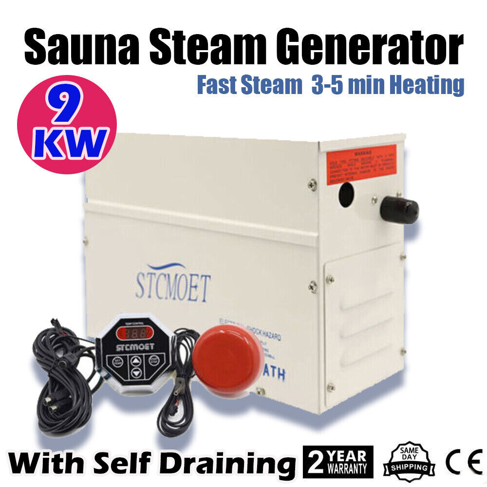 9KW Auto Drain Steam Generator Bath Fast Pre-heated SPA Sauna ST-135M Controller