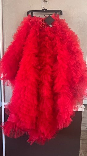 Anthropologie Morphine Fashion Regina Ruffled High-Low Skirt Red Small NWT - Picture 7 of 11