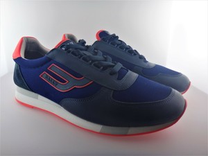 navy blue and pink sneakers