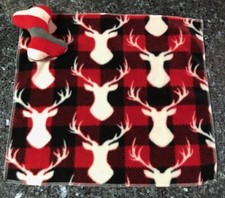 Handmade Puppy Dog Comfort Security Red Black Plaid Deer Fleece Blanket Toy