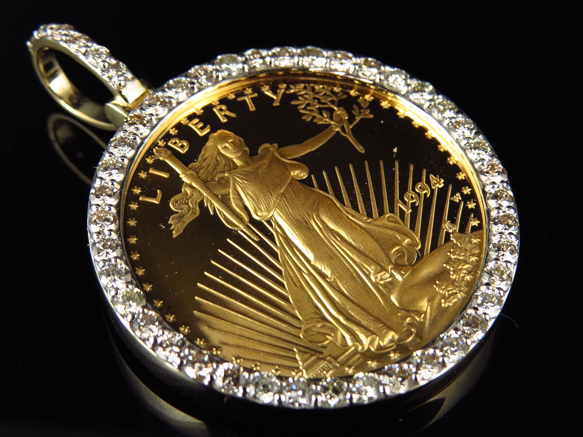 24K Solid Yellow Gold Coin Lady Liberty Half Oz Diamond 24K Solid Yellow Gold Coin Lady Liberty Half Oz Diamond