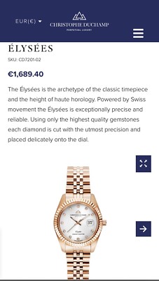 Christophe Duchamp Damenuhr Élysées Diamond Collection Rosé 