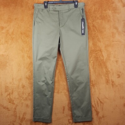 KARL LAGERFELD Pants Mens Size 34 Green Chino Adjustable Buckle Waist $179