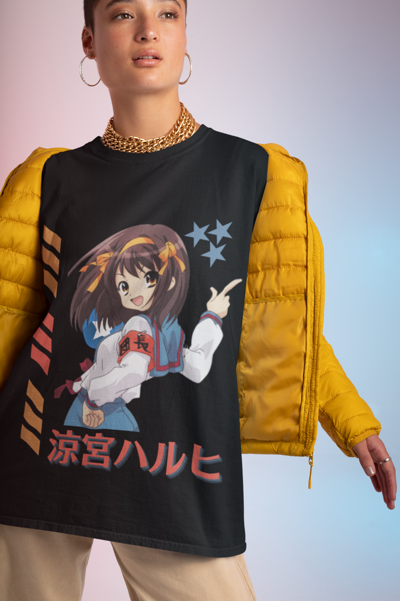 T-shirt Anime Haruhi Suzumiya - Personnages Kyon, Yuki, Mikuru, Tailles S à 5XL, Neuf Avec étiquettes