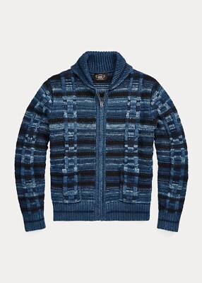 RRL Double RL Ralph Lauren Indigo Cotton-Blend Full-Zip RRL Double RL Ralph Lauren Indigo Cotton-Blend Full-Zip