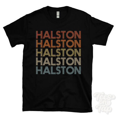 HALSTON WIEDERHOLTES RETRO-STIL T-SHIRT Herren & Damen Neuheit cool Name Geschenk
