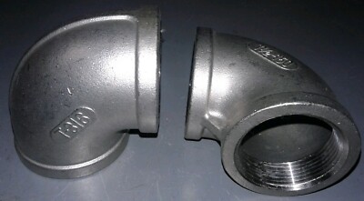 Lot of 2 - SS 90 Degree Elbow Threaded, FNPT X FNPT T-316 1-1/2'' 150